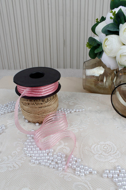 Hilton Çizgili Şifon Kurdele 2.5 cm 20 mt - Bohça, Nikah, Nişan, Çeyiz, Hediye, Süsleme, Parti
