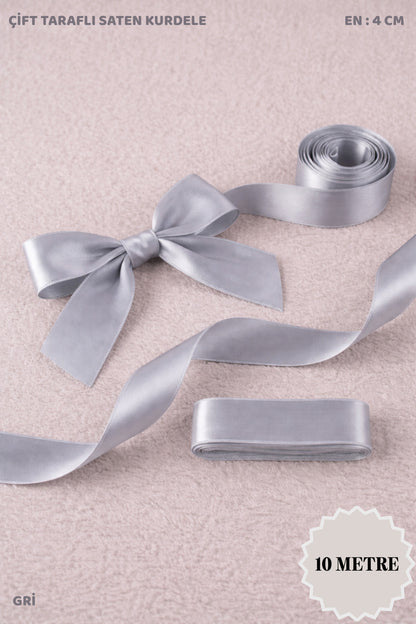 Saten Kurdele 4 cm 10mt - Bohça, Nikah, Nişan, Çeyiz, Hediye, Süsleme, Doğum Günü, Parti