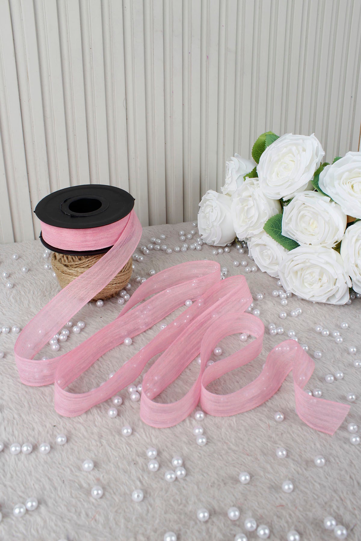 Kapiçino Napoli Keten Kurdele 2.5 cm 20 mt - Bohça, Nikah, Nişan, Çeyiz, Hediye, Süsleme, Parti