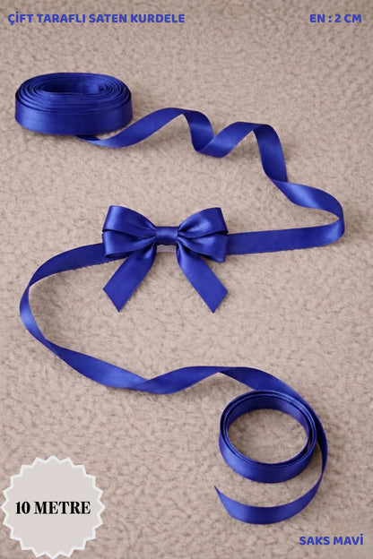 Saten Kurdele 2 cm 10mt - Bohça, Nikah, Nişan, Çeyiz, Hediye, Süsleme, Doğum Günü, Parti