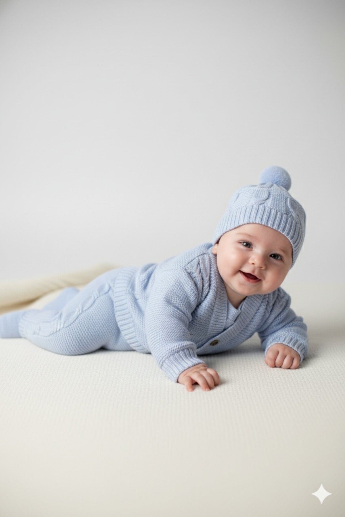 Unisex Örgülü Triko Bebek Takım - Takım