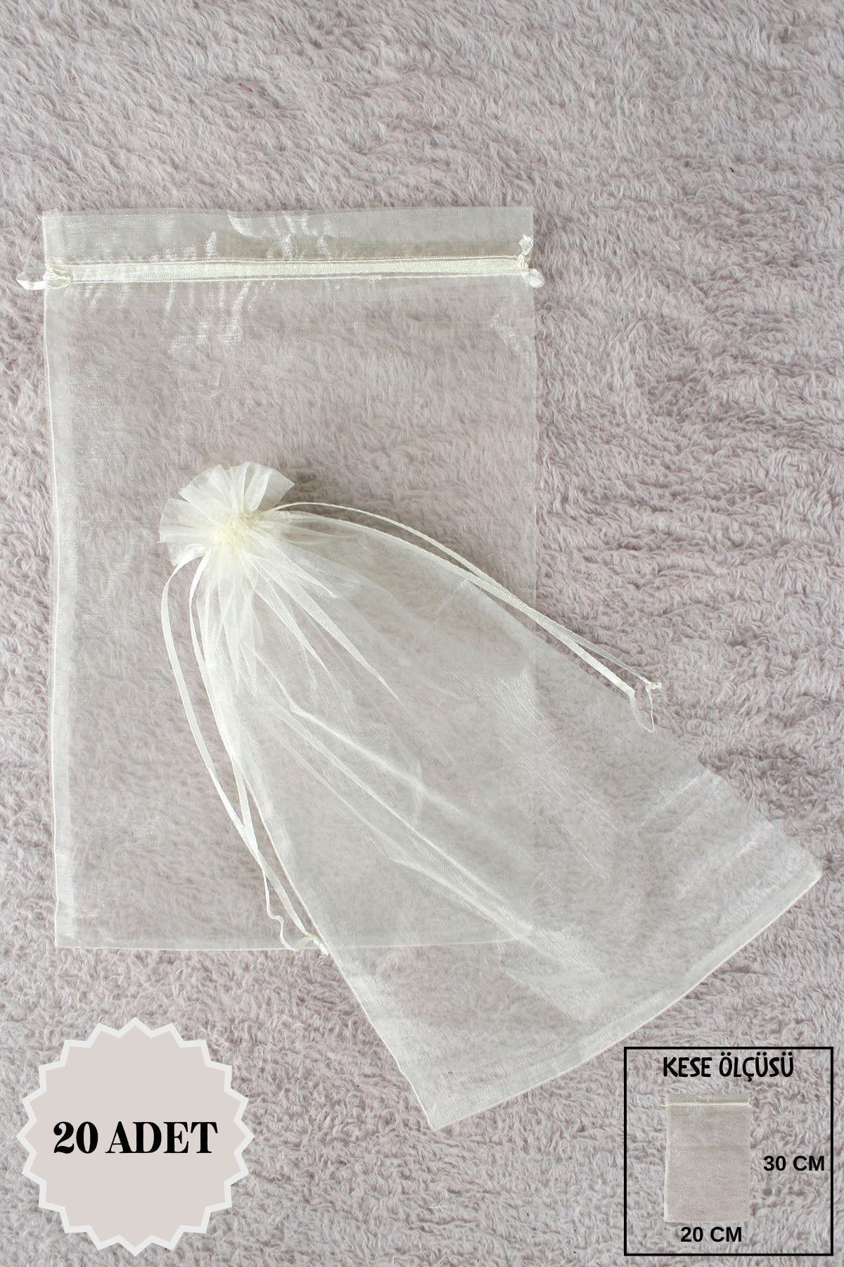 Düz Organze Tül Kese 50 Adet 9x12 Cm Kına, Çerez, Kuruyemiş Hediyelik Altın Söz Bohça Tesbih