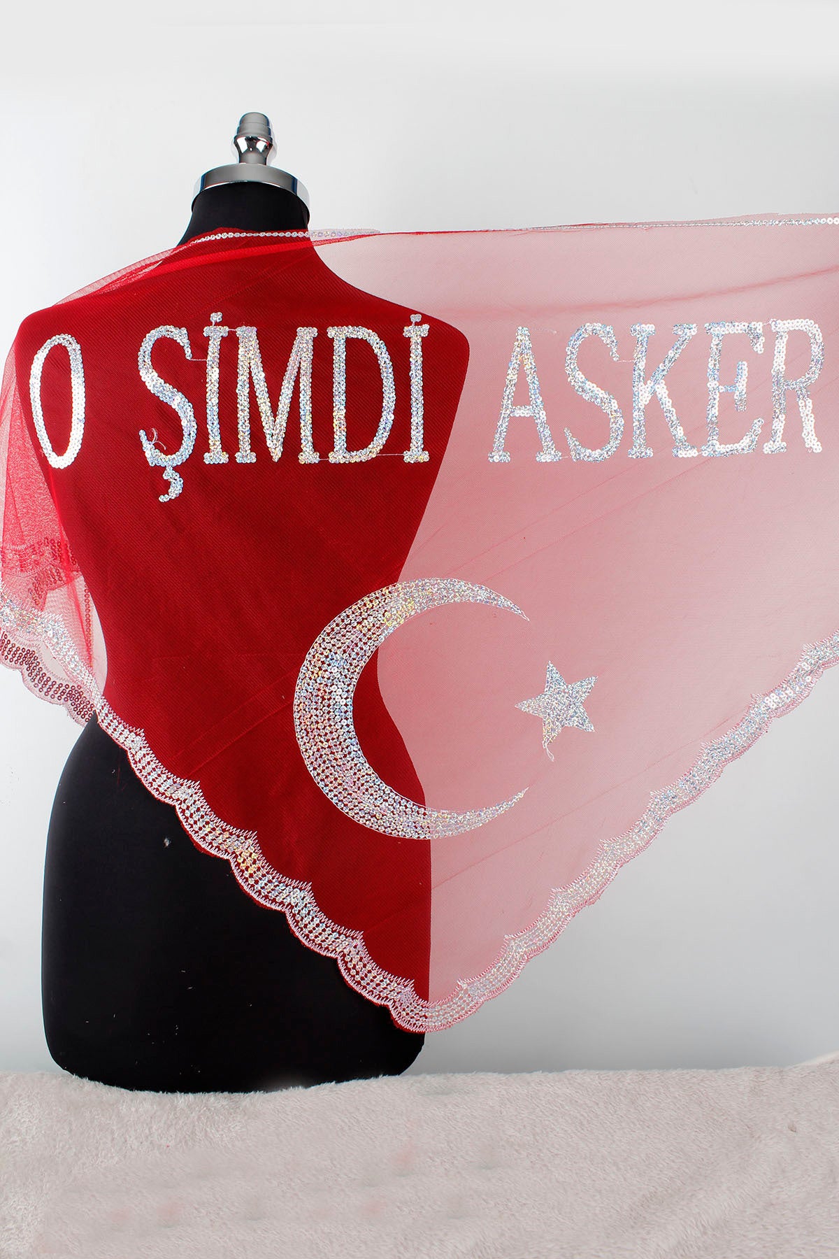 Şifon Lüks Gümüş Başak Biyeli Omuz Örtüsü Şalı - Damat, Sağdıç, Nedime, Asker Kına Düğün