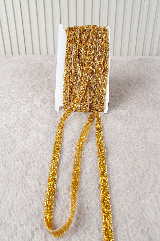 Gold Parlak Taşlı Su Yolu Ütü ile Yapışan Hotfix 1 Metre (100 Cm) Dekoratif Taş Şerit – Abiye, Elbise, Çanta, Ayakkabı, Tekstil, Takı Tasarımı ve Hobi Süsleme İçin Dekoratif Bant