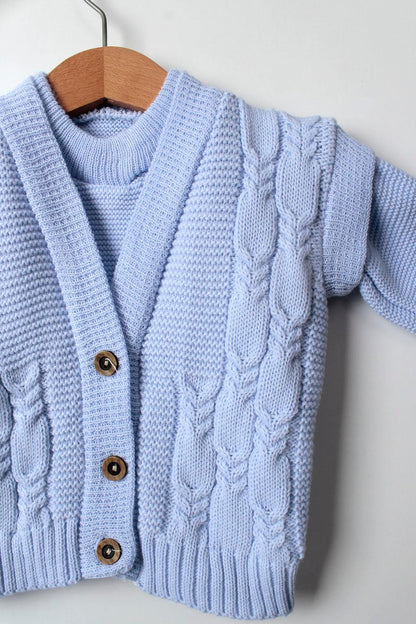Unisex Örgülü Triko Bebek Takım - Takım