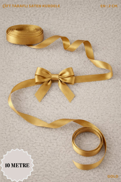 Saten Kurdele 2 cm 10mt - Bohça, Nikah, Nişan, Çeyiz, Hediye, Süsleme, Doğum Günü, Parti
