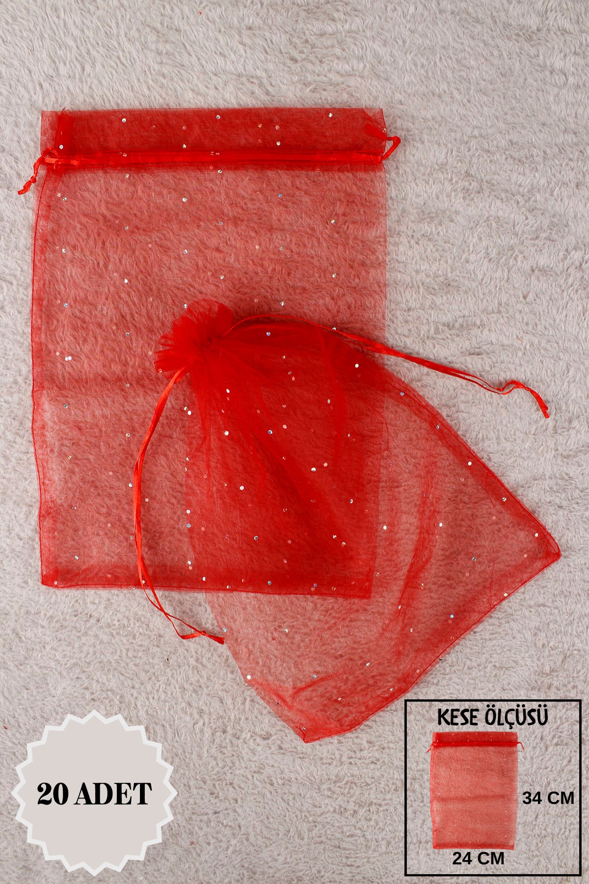 Düz Organze Tül Kese 50 Adet 9x12 Cm Kına, Çerez, Kuruyemiş Hediyelik Altın Söz Bohça Tesbih