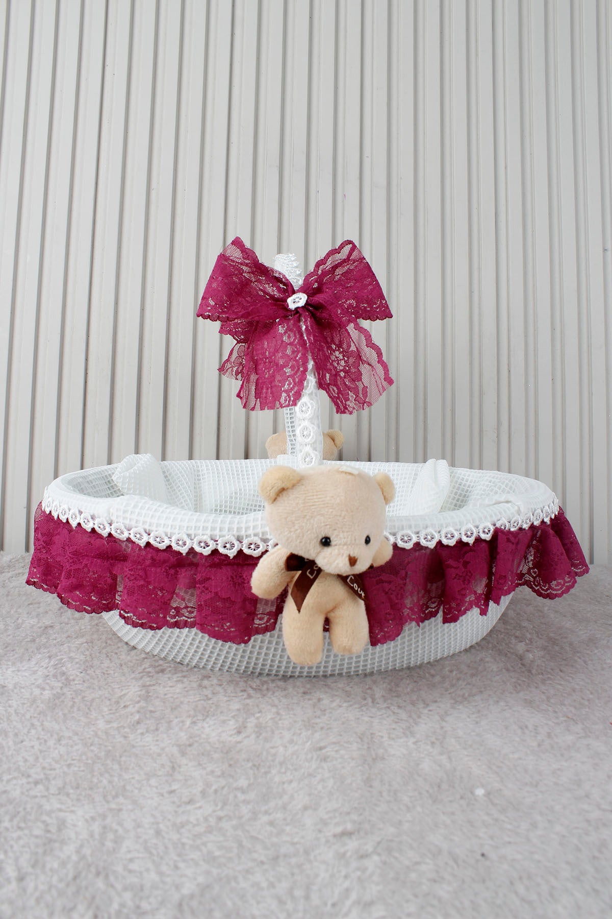 Dantelli Ayıcıklı Bebek Sepeti - Baby Shower, Yeni Doğan, Mevlüt, Kırk Uçurma, Hediyelik