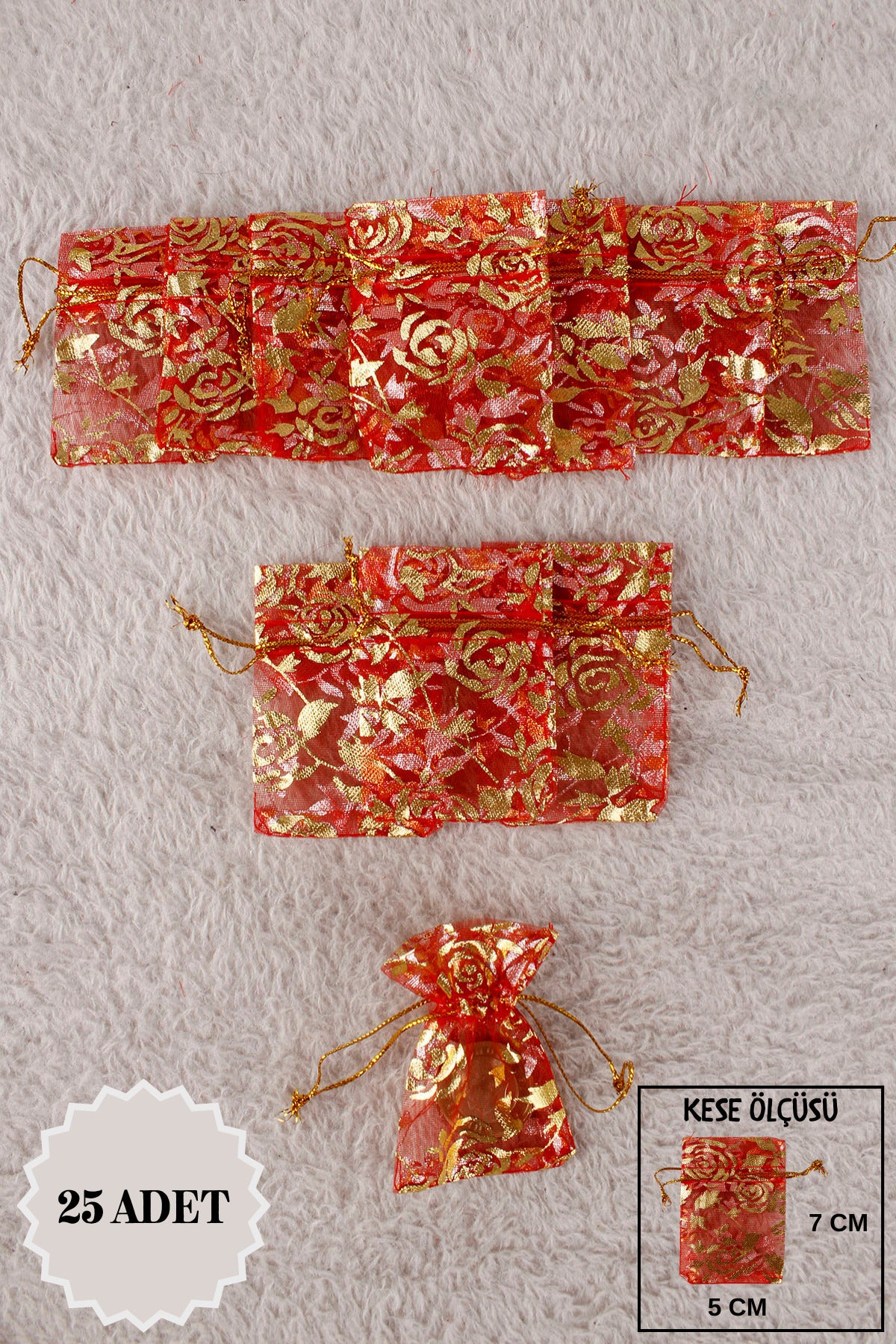 Pul Baskılı Tül Kese 10 Adet 24x34 Cm Kına, Havlu Terlik Seccade Çeyiz Hediye Yasin Yazma Bohça
